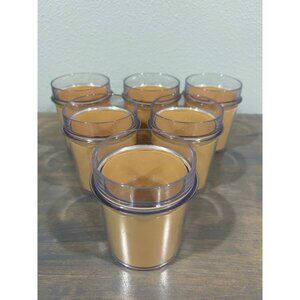 Vintage Set of 6 Thermo-Serv Double Insulated Yellow/Gold Cups Tumblers Made in